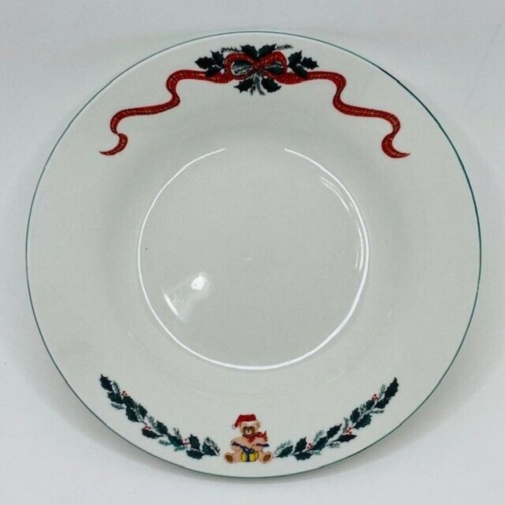 Newcor Origins Holiday Small Salad Bowl 126 Christmas Morning Tree Teddy Garland